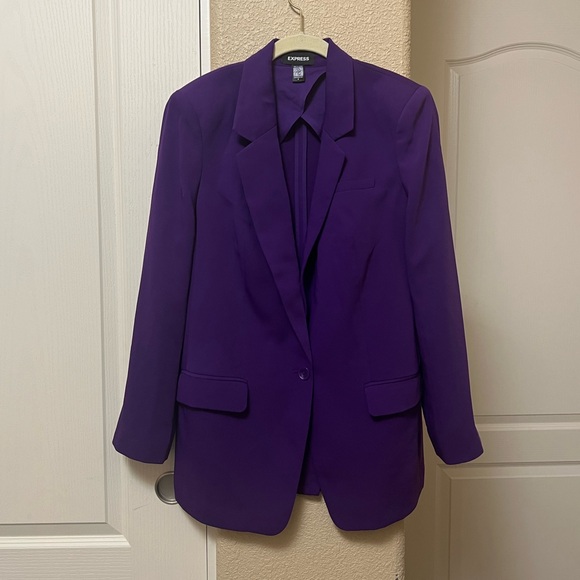 Express Stylist Cinch Waist Boyfriend Blazer - PURPLE - Medium - Picture 3 of 15